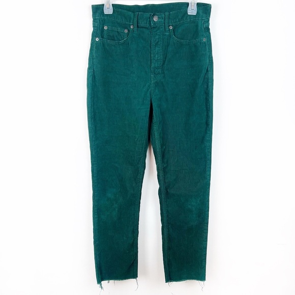 GAP Emerald Green Corduroy Straight Leg Cigarette Pants 6 Preppy Academia Ankle - Picture 1 of 9